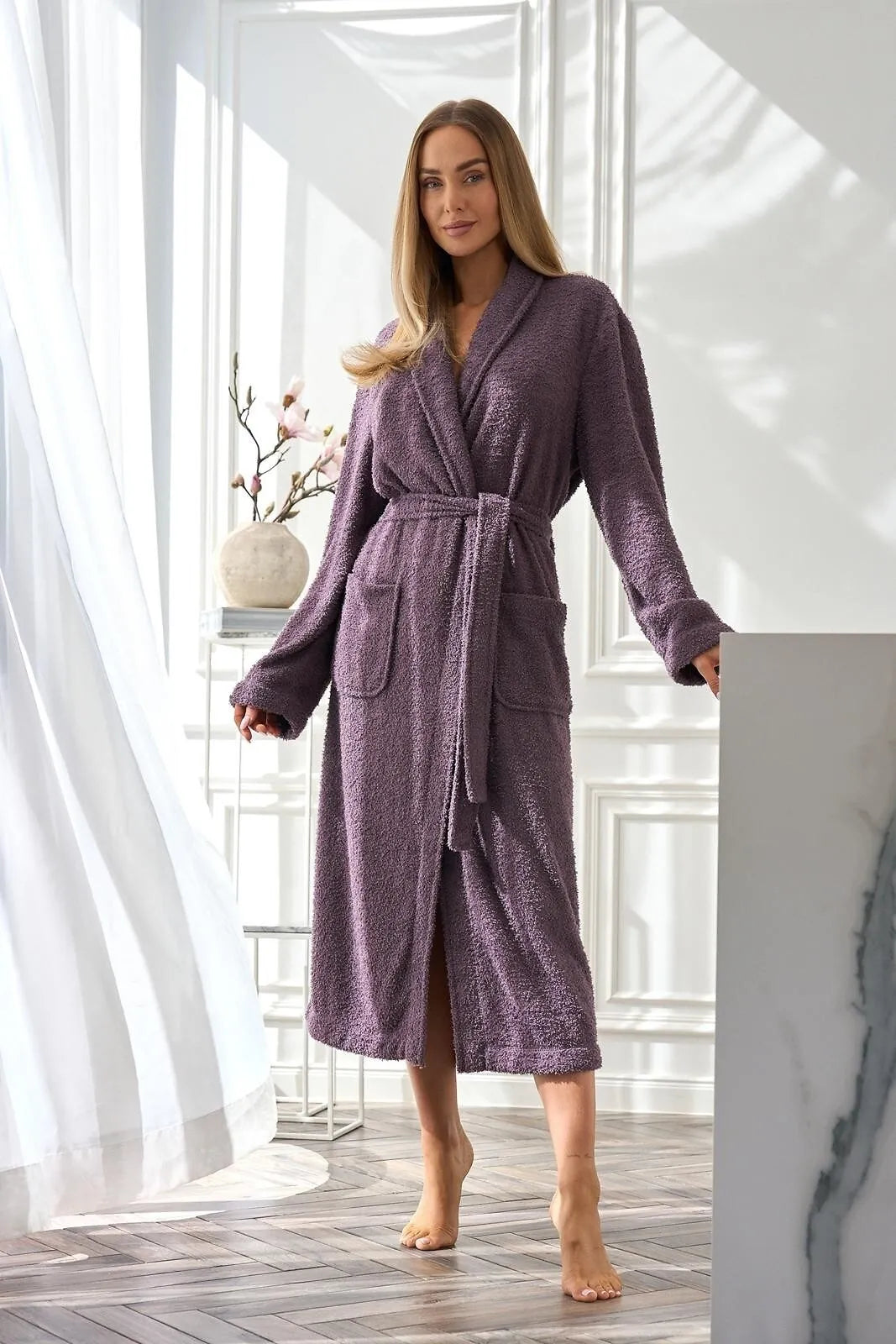 L-L Boucle šiltas ilgas chalatas CELESTE AMETHYST