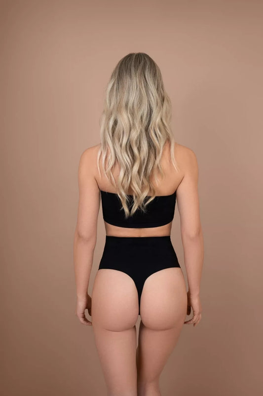 ByeBra Stiprios kompresijos formuojančios besiūlės tanga kelnaitės SOFT TOUCH THONG BLACK