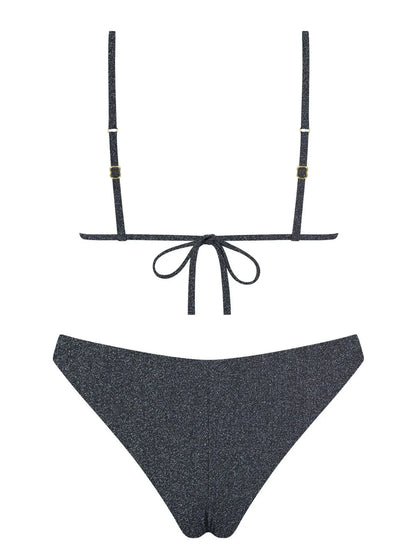 MrMiss Bikini kelnaitės METALLIC BLACK