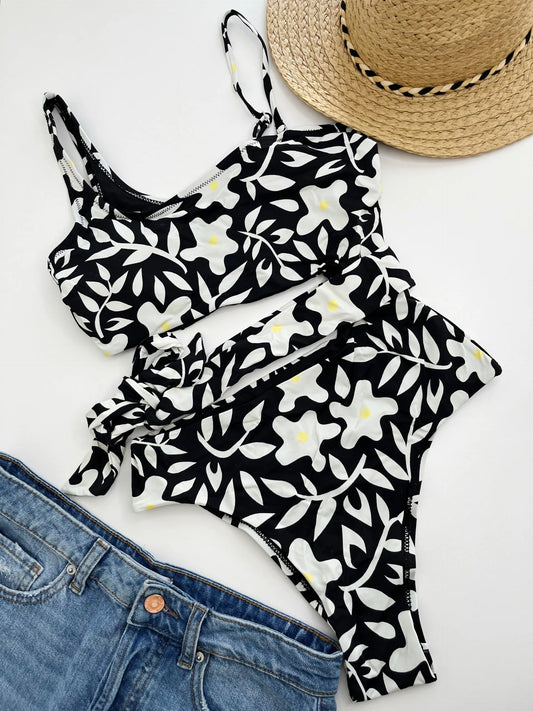MrMiss Vientisas margas maudymosi kostiumėlis ASYMMETRIC BLACK'N'WHITE