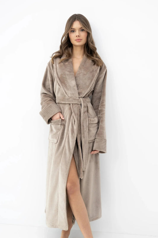 Sensis Ilgas klasikinis chalatas MAROON TAUPE