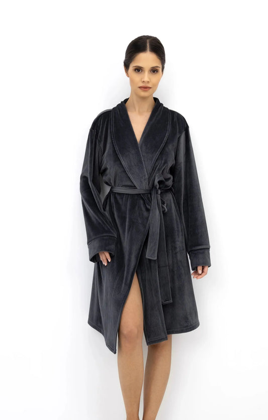 Sensis Trumpas elegantiškas soft chalatas NOIRE