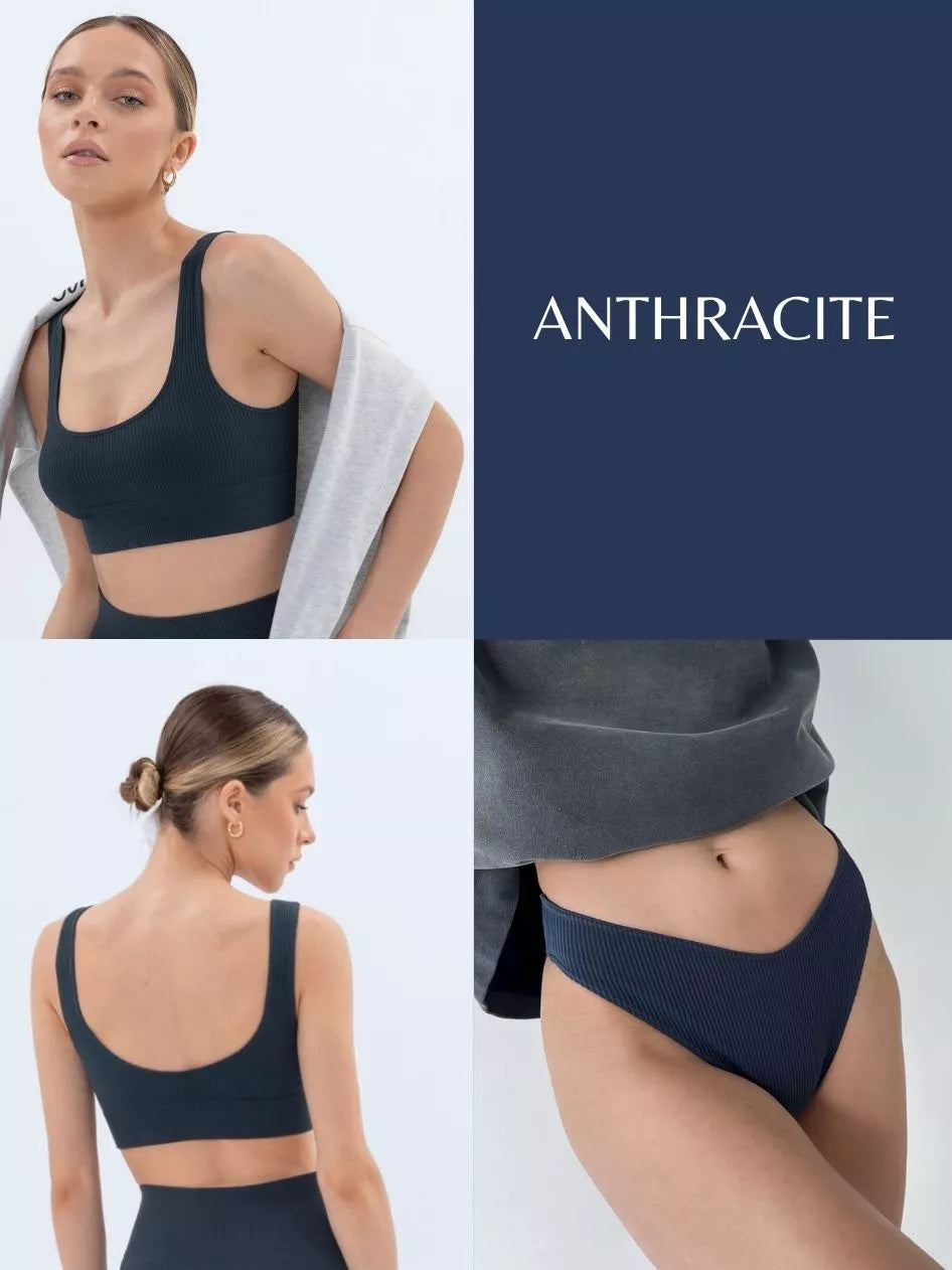 SiaWear Besiūlis RIB apatinių komplektas POWER RIB ANTHRACITE, antracito spalvos